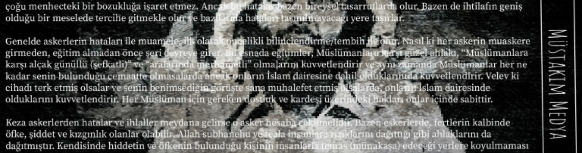 Dikkat Edilmesi Gereken Bir Mesele