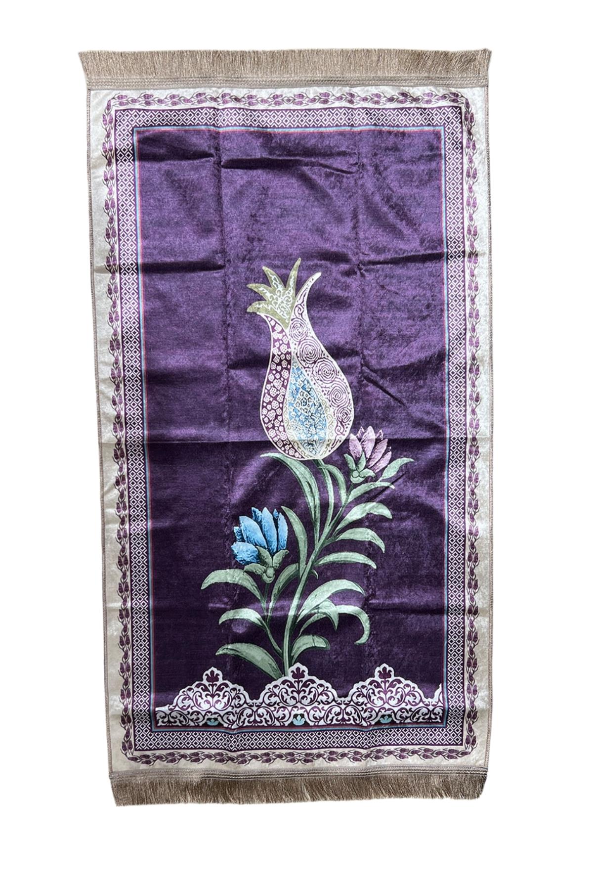  Laleli Çantalı Seccade Mor 