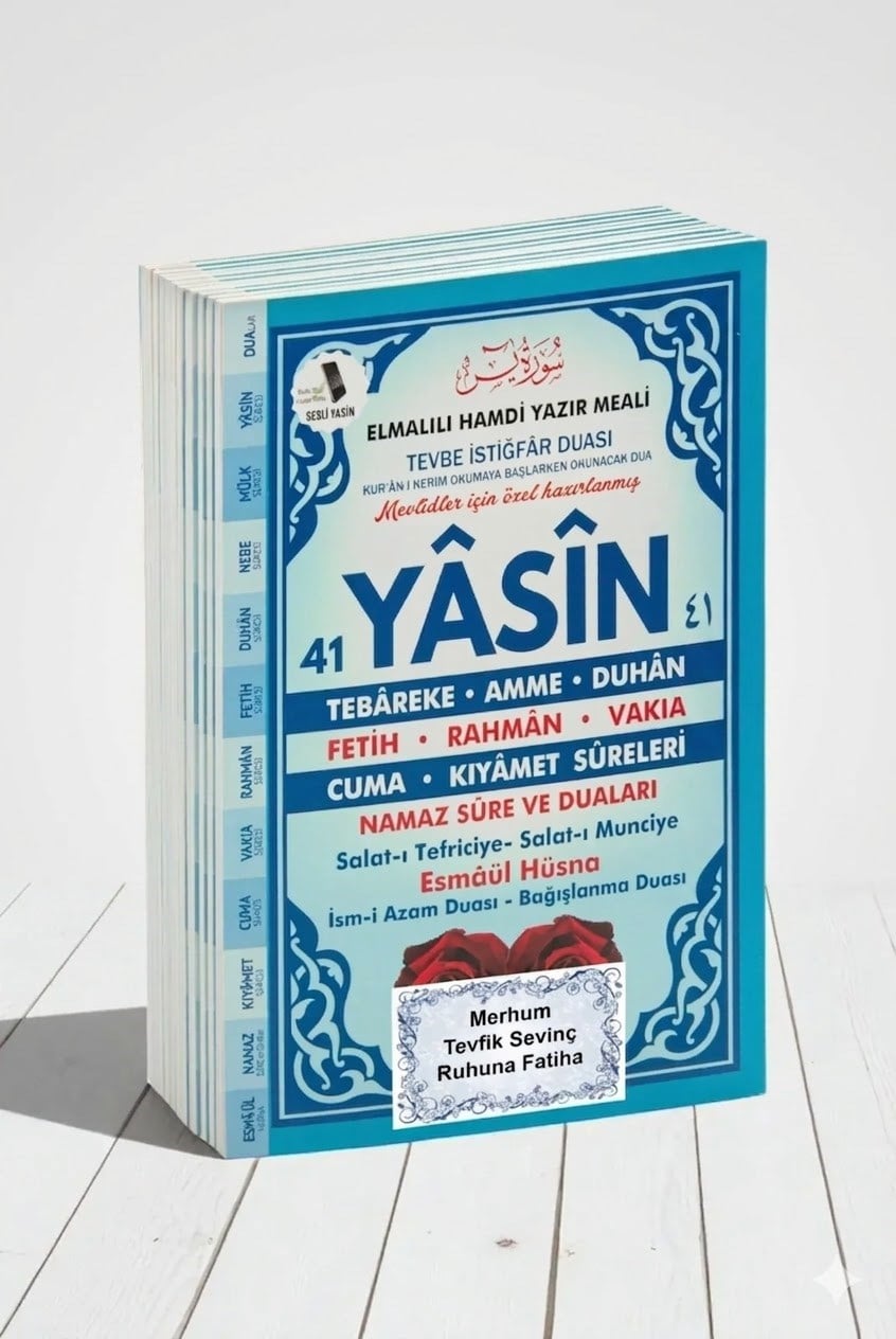 10 Adet Türkçe Mealli Orta Boy 80 Sayfa 41 Yasin - Mavi Renk