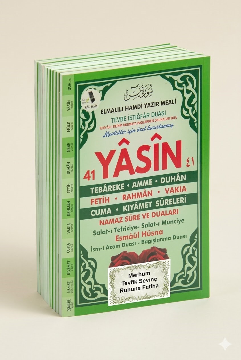 10 Adet Türkçe Mealli Orta Boy 80 Sayfa 41 Yasin - Yeşil Renk