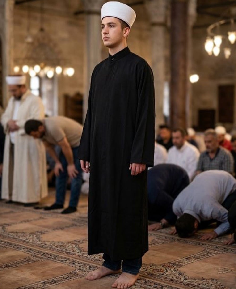 Cübbe - Düğmeli Düz - Siyah