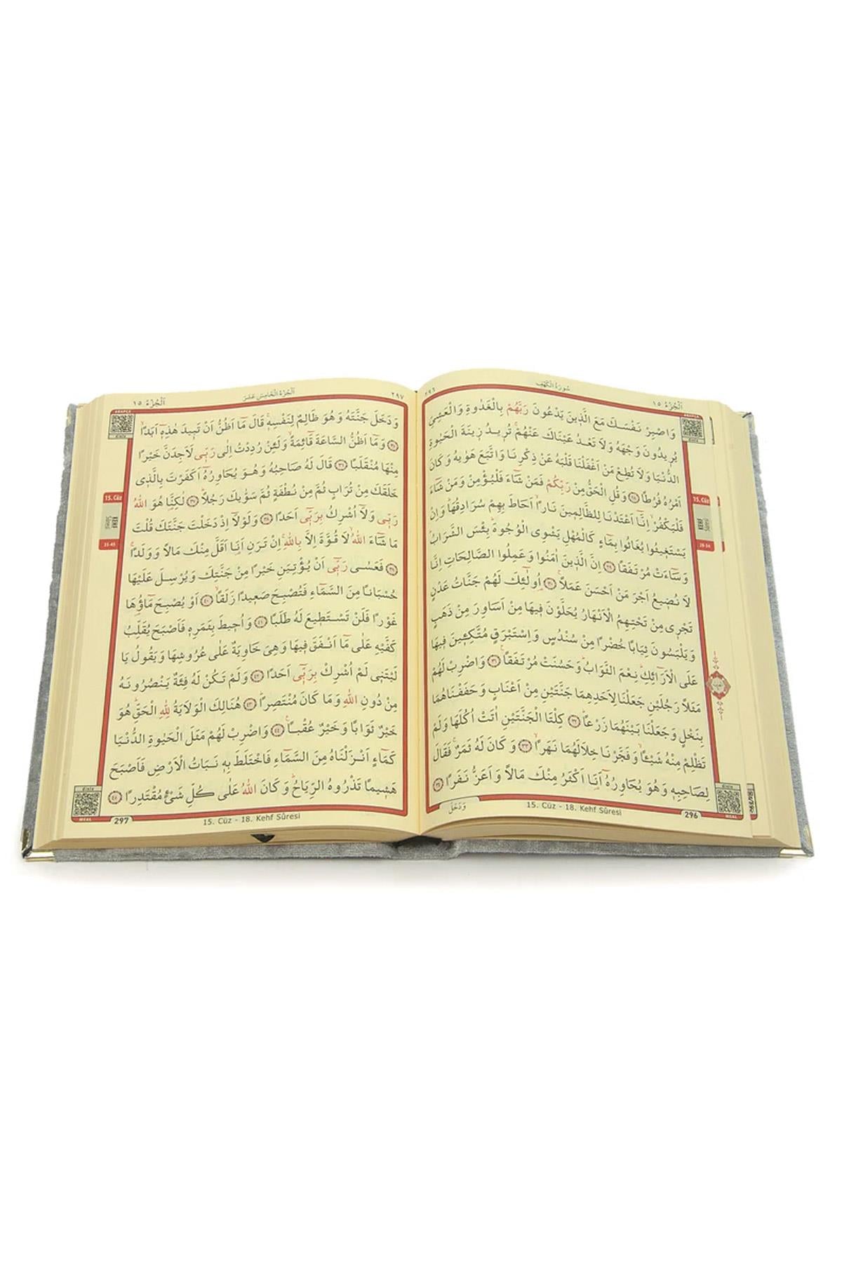 İsme Özel – Kadife Kaplı Gri Kuran-ı Kerim ve İnci Tespih