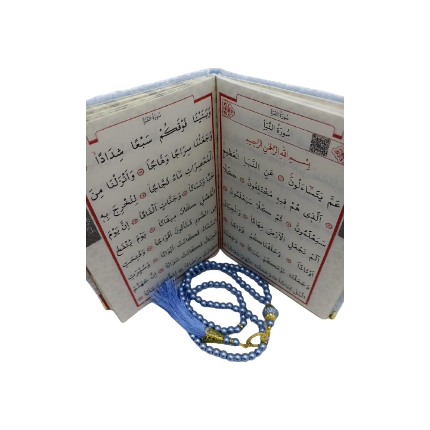 Kadife Kaplı Yasin İnci Tesbih Taşlı Zikirmatik Set