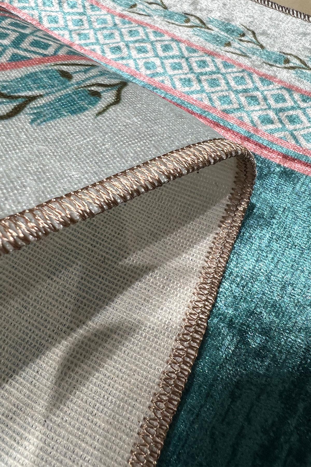 Laleli Çantalı Seccade Turkuaz