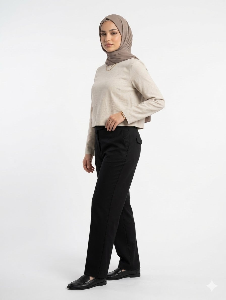 Medine İpeği Bayan Şalvar - Siyah