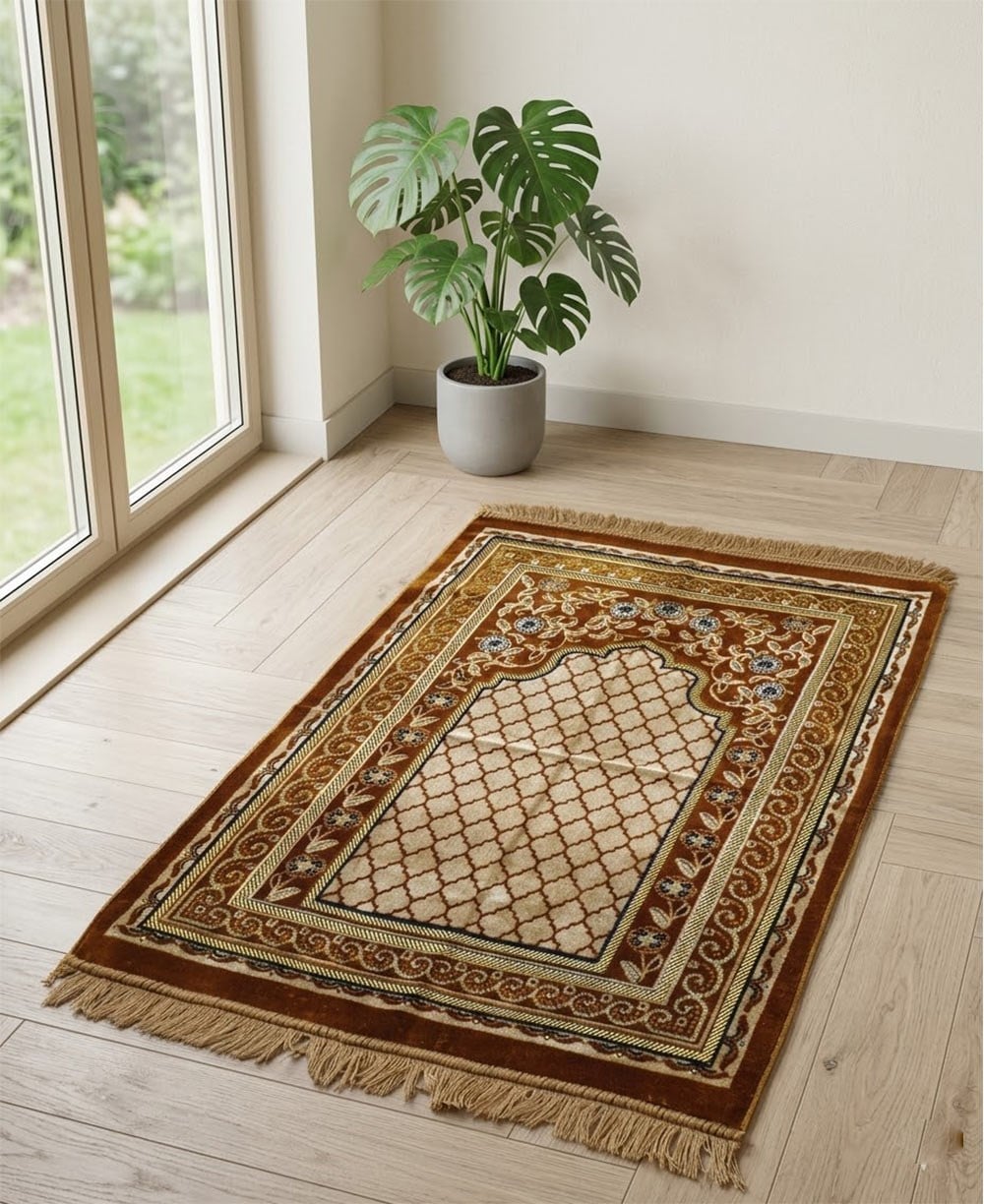 Mihraplı Şpinger Seccade Hardal Sarısı