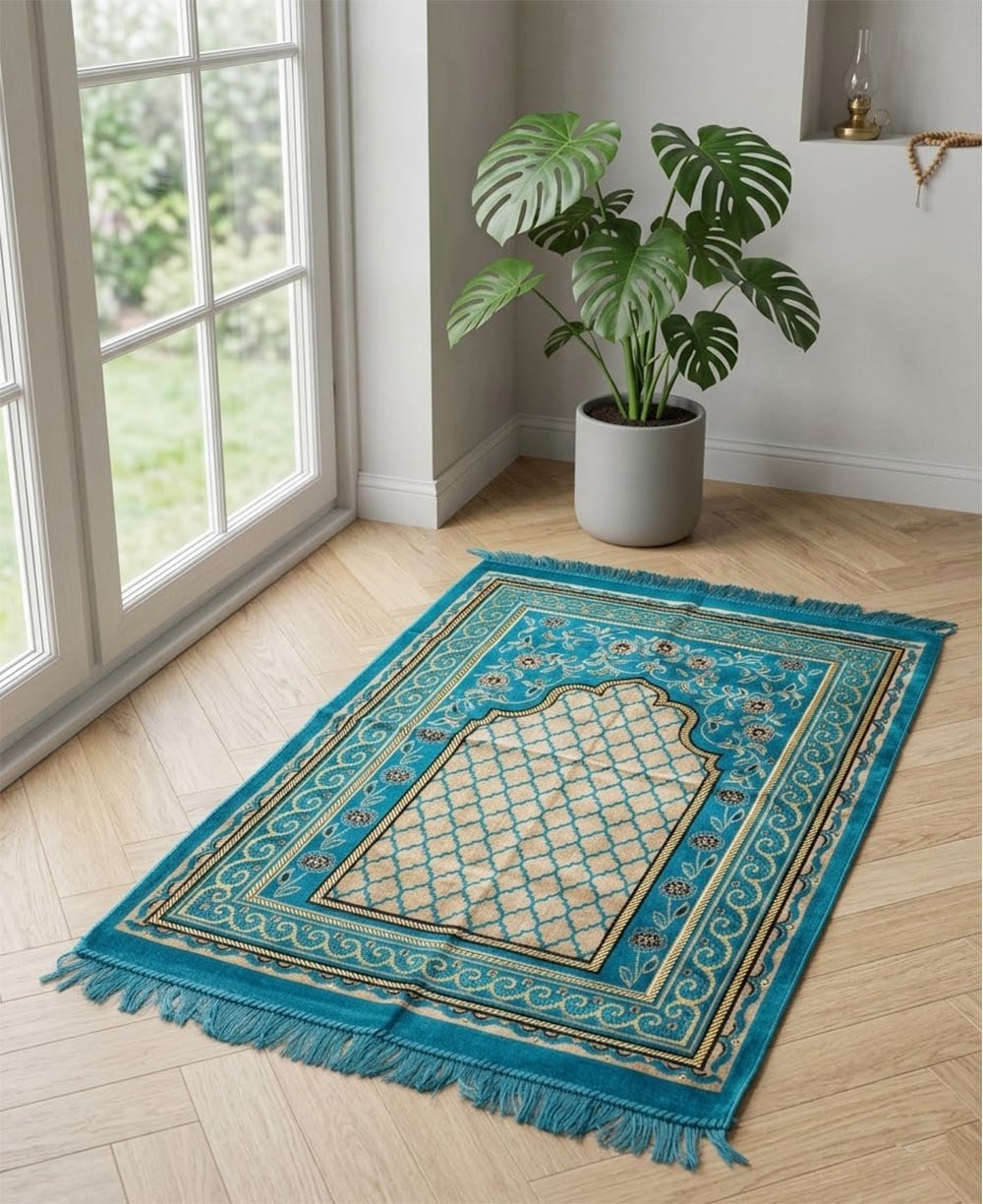 Mihraplı Şpinger Seccade Su Yeşili