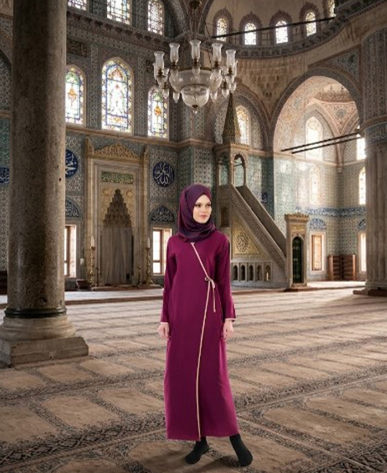 Namaz Elbisesi - Yandan Bağlamalı - Fuşya - No:11