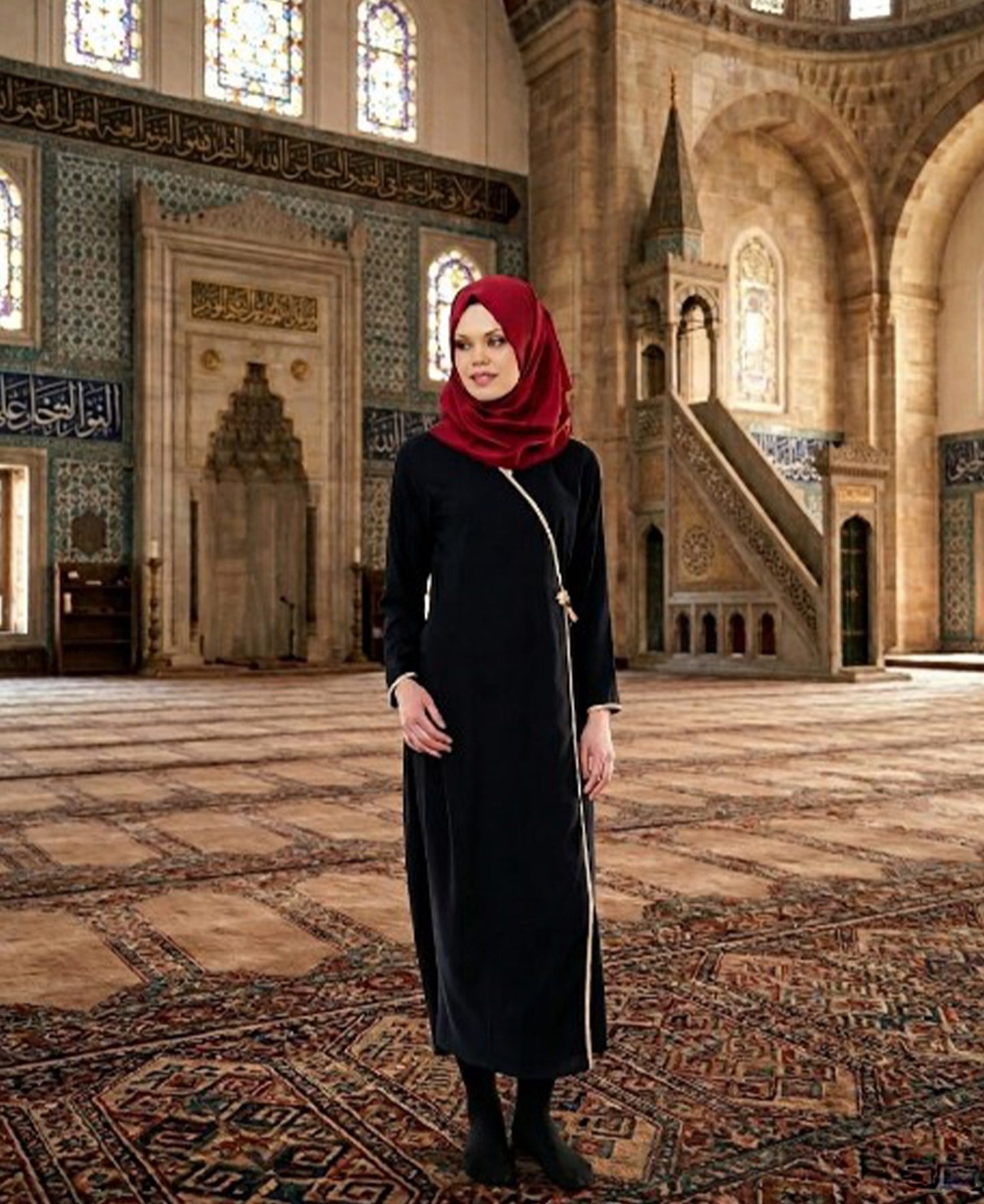 Namaz Elbisesi - Yandan Bağlamalı - Lacivert - No:10
