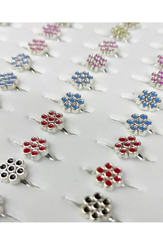 Papatya Motifli Hediyelik Çocuk Yüzükleri 60 lı Paket