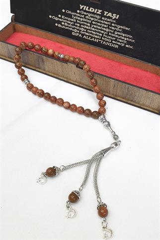 33lü Yıldız Taşı Tesbih Ahşap Kutulu