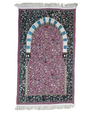 Arabik Ravza ipek Şönil Seccade Kırmızı