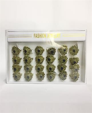 Bayan Tek Taş Altın Kaplama Yüzük 24 lü