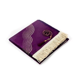 Bursa Lüks Pamuk Şönil  Düz Noktalı  Seccade Mürdüm