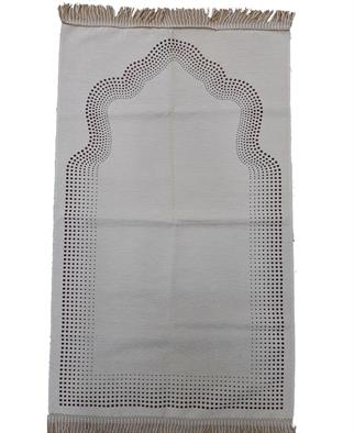 Bursa Lüks Pamuk Şönil  Düz Noktalı  Seccade Krem