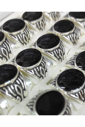 Büyük Oval Taşlı Hediyelik Erkek Yüzük 42 li