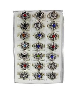 Çiçek Motifli Taşlı Hediyelik Bayan Yüzük 42