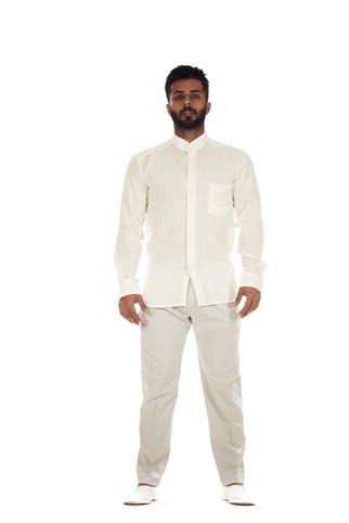 Çınar Şile Bezi Hakim Yaka Gömlek - Beyaz