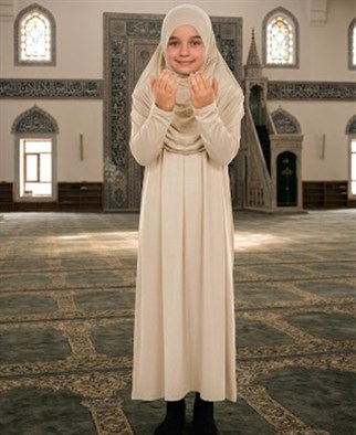 Çocuk Namaz Elbisesi 6-7-8 yaş Beyaz