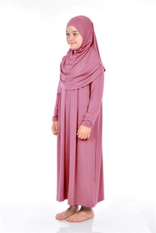 Çocuk Namaz Elbisesi 9-10-11-12 yaş Pembe