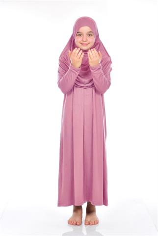 Çocuk Namaz Elbisesi 6-7-8 yaş Pudra