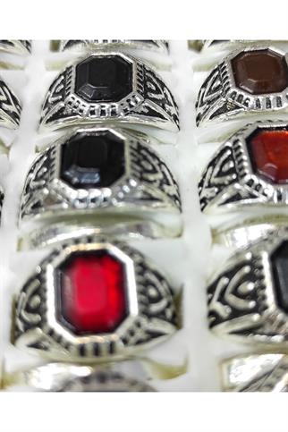 Çokgen Kesim Taşlı Hediyelik Erkek Yüzük 42 li