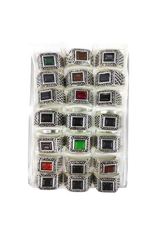 Desenli Kare Taşlı Hediyelik Erkek Yüzük 42 li