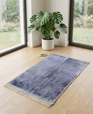 Düz Sade Peluş Seccade Gri