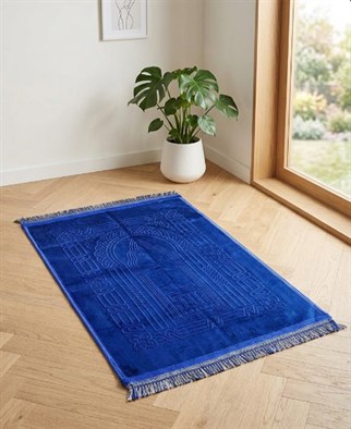 Düz Sade Peluş Seccade Lacivert