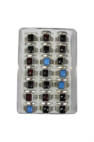 Elmas Kesim Kare Taşlı Hediyelik Erkek Yüzük 42 li