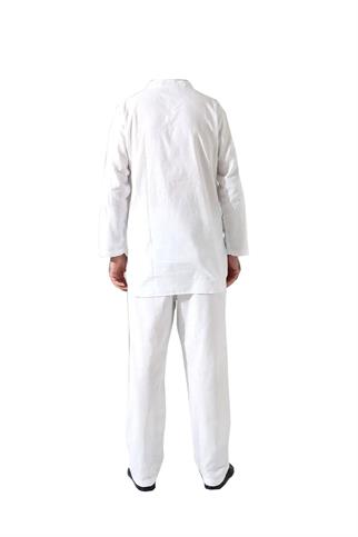 Erkek Tek Cepli Gömlek Pantolon İkili Takım Hac ve Umre Kıyafeti Beyaz
