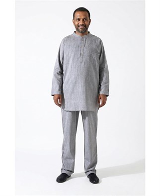 Erkek Tek Cepli Gömlek Pantolon İkili Takım Hac ve Umre Kıyafeti Gri