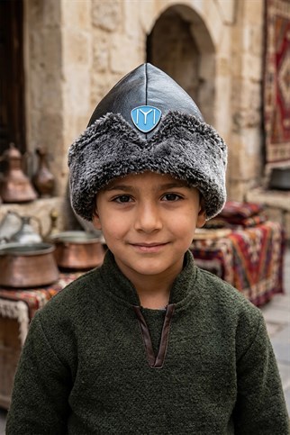 Ertuğrul Börk Şapka - Garson Boy 5-8 Yaş - Gri Renk-026