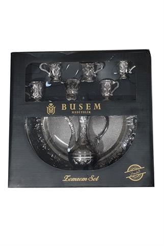 Gümüş Renkli 6 Kişilik Dekoratif Zemzem Takımı
