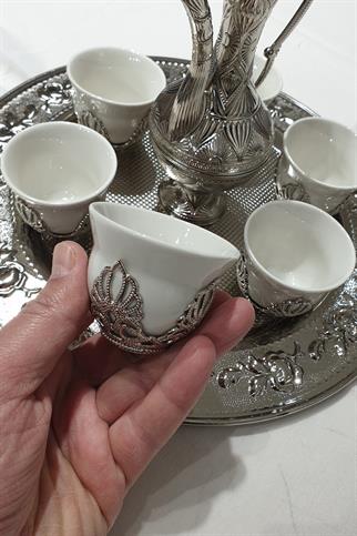 Gümüş Renkli 6 Kişilik Porselenli Zemzem Takımı