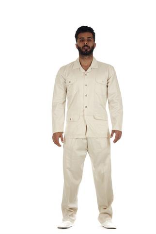 Hac Umre Erkek Safari Takım Fileli - Krem No:1008