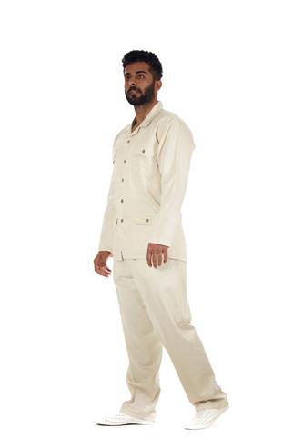 Hac Umre Erkek Safari Takım Fileli - Krem No:1008