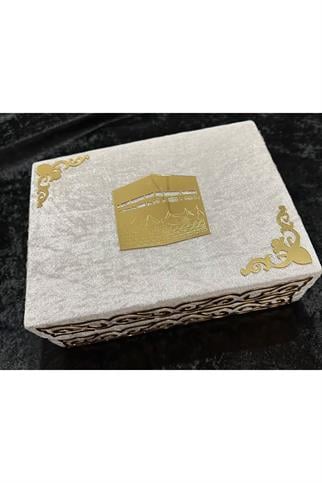HAC-UMRE HEDİYELİK SANDIKLI KABE MODEL BEYAZ SET