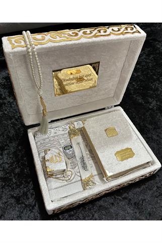 HAC-UMRE HEDİYELİK SANDIKLI KABE MODEL BEYAZ SET