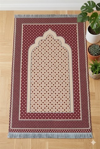 Hafif Taşınabilir Mihraplı Yıldız Desenli Goblen Seccade 10lu