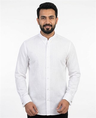 Hakim Yaka Keten Erkek Gömlek - No:5999