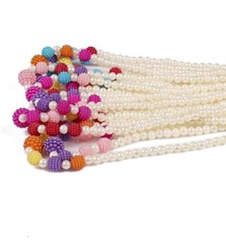 İnci Görünümlü Renkli Kolye - 10adet