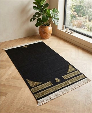 İpek Kalite Kabe Modeli Siyah Seccade