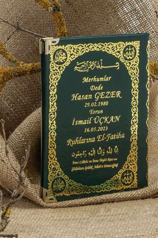 İsim Baskılı Ciltli Yasin Kitabı – Yeşil – Çanta Boy – 128 SAYFA