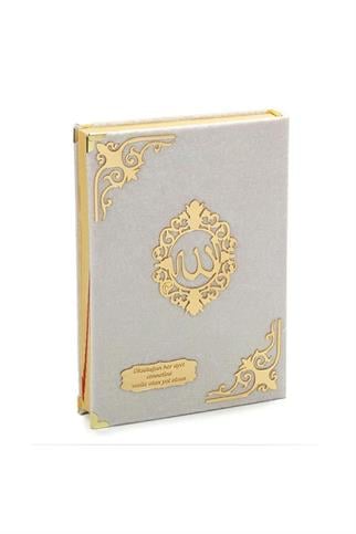 İsme Özel – Kadife Kaplı Beyaz Kuran-ı Kerim ve İnci Tespih