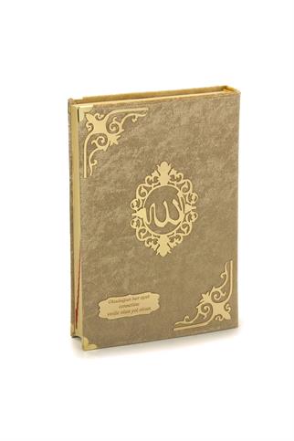 İsme Özel – Kadife Kaplı Gold Kuran-ı Kerim ve İnci Tespih