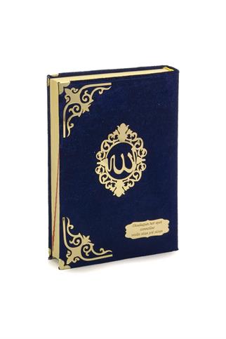 İsme Özel – Kadife Kaplı Lacivert Kuran-ı Kerim ve İnci Tespih