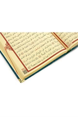 Kadife Kaplı Mavi Renk Merve Arapça Kuranı Kerim Orta Boy