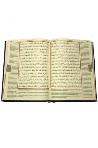 Kadife Kaplı Mor Renk Merve Mealli  Kuranı Kerim Rahle Boy