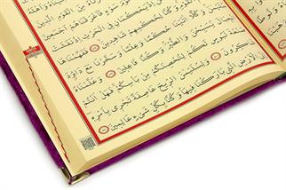 Kadife Kaplı Mor Renk Seda Kelime Mealli  Kuranı Kerim Orta Boy